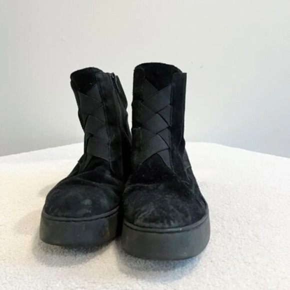 Wonders Fly Women’s 8 Black Ankle Boots 8332 Booties Suede Platform 38 Side Zip - Picture 6 of 11